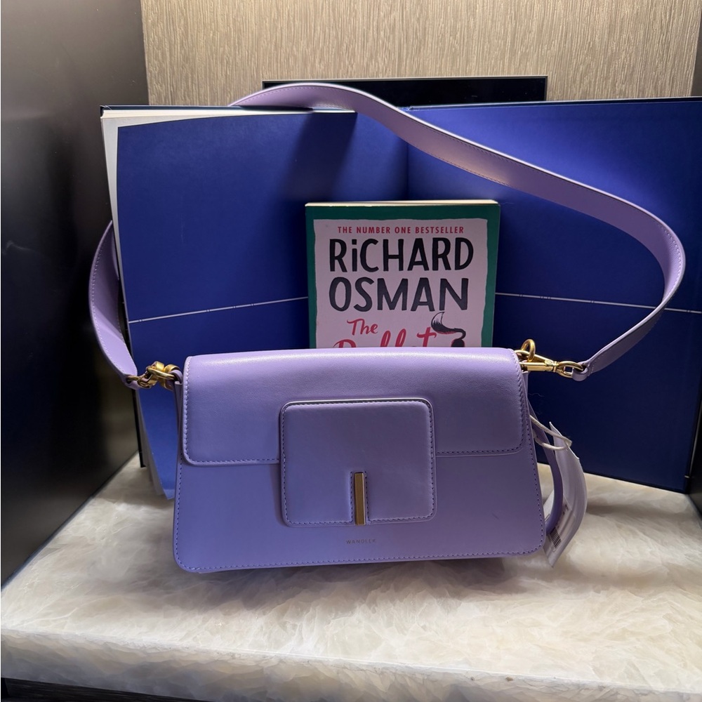 Wandler Lavender Leather Shoulder Bag with Gold Accent